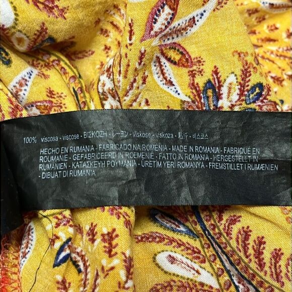 ZARA Women Collection Floral Asymmetrical Short Sleeve Button Down Boho MIDI-Lrg - Picture 11 of 13